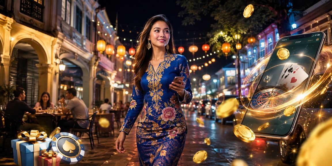 Pengguna wanita Malaysia bermain kasino dalam talian di Ipoh dengan baju kurung